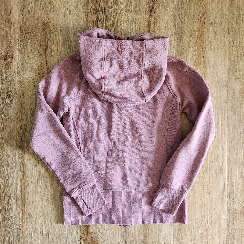 Lululemon Heathered Velvet Dust Pink Cotton Fleece Scuba Hoodie Women's Size 6 - Picture 6 of 8